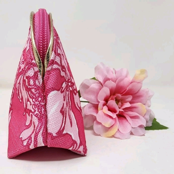 Lilly Pulitzer Cosmetic Makeup Travel Bag Pink Floral & Charm For Estee Lauder - Picture 5 of 13